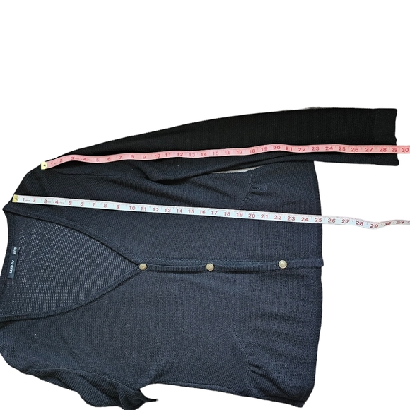 Lili Bleu knit black cotton cardigan rushed waist extended sleeve M / L / XL - Picture 17 of 17